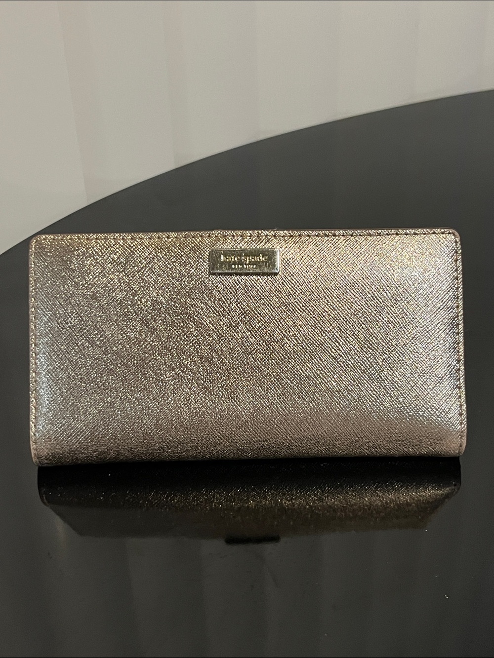 Kate Spade Leila Metallic Large Continental Wallet. New